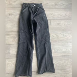 H&M Wide Leg Denim Cargo Pants Size 4